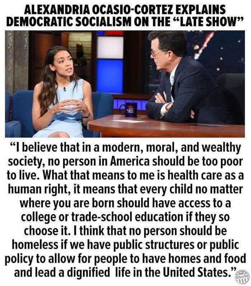 AOC defines democratic socialism, incorrectly